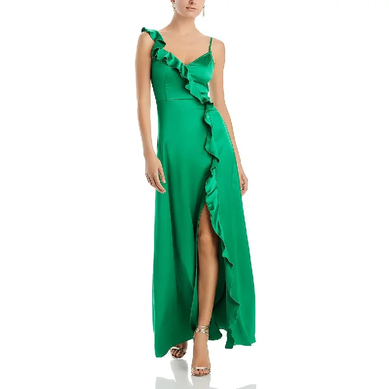 Closeout Tiwalayo Womens Satin Ruffled Evening Dress