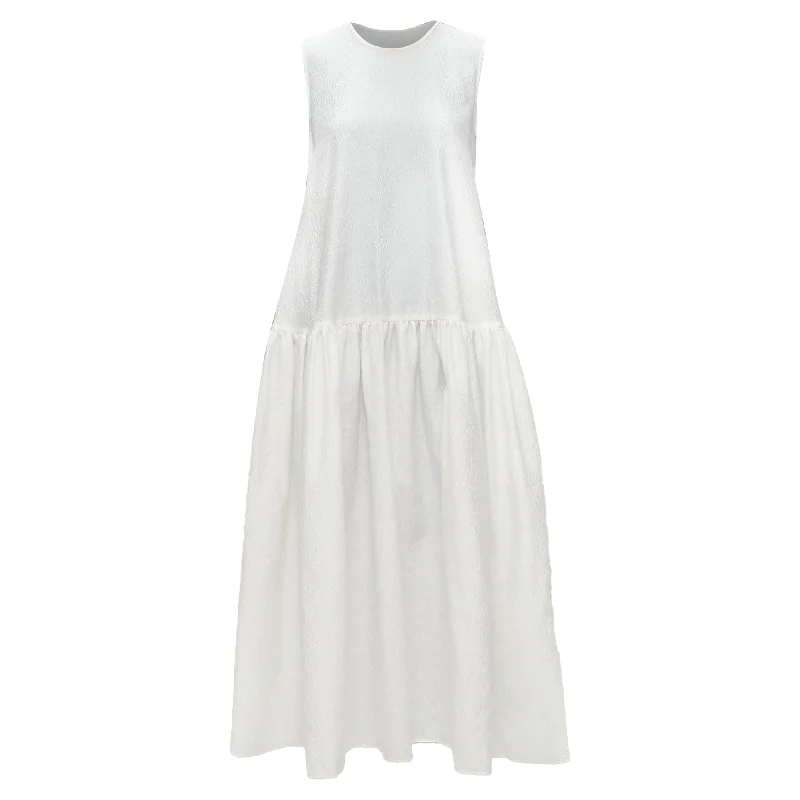Limited Time Offer Cecilie Bahnsen Silk Blend Jacquard Sleeveless Babydoll Midi Dress