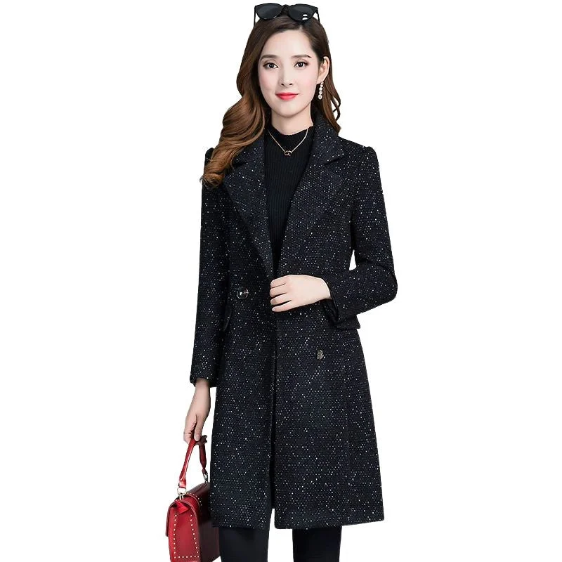 Unmissable Offer JASMINE Design Women's Fine Fashion Elegant Black Luxury Style Wool Coat Jacket Unmissable Offer JASMINE Design Women's Fine Fashion Elegant Black Luxury Style Wool Coat Jacket