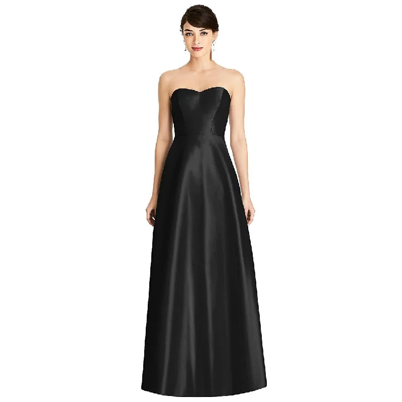 Crazy Savings Strapless A-Line Satin Dress with Pockets