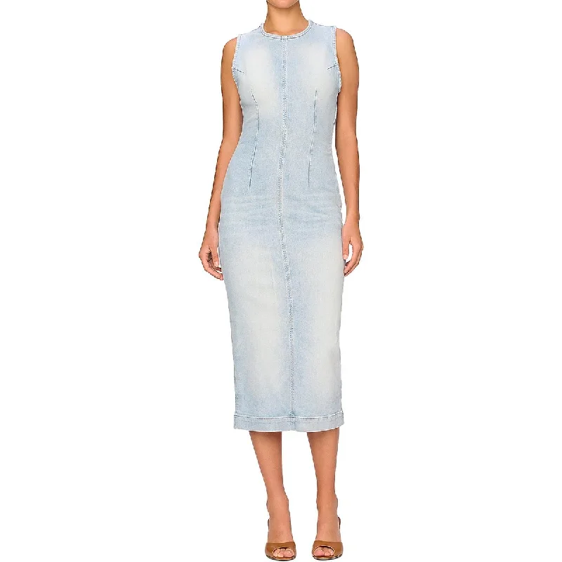 Bargain Prices Womens Denim Tea Length Bodycon Dress