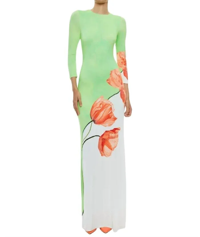Markdown Madness Delora Open Back Crew Neck Maxi Dress In Dream Life Sharp Green