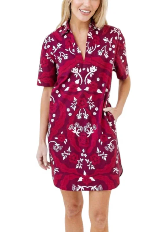 Sale Event Rhodes Dress In Scarlet Brocade