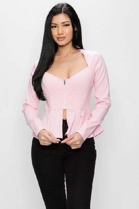 Can't Be Beat Long Sleeve Ruffle Zip-up Jacket