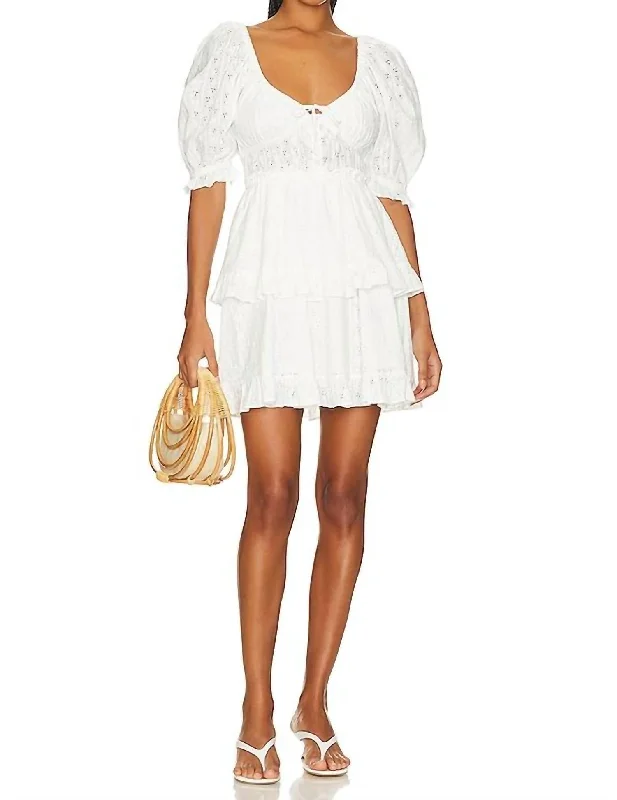 YEAR-End Clearance Puff Sleeve Mini Dress In White