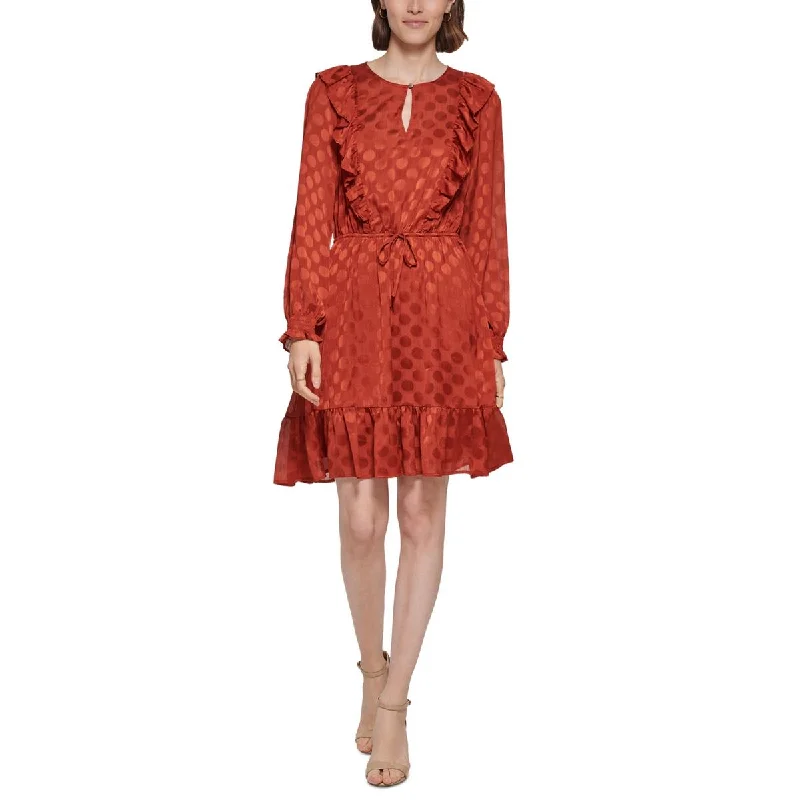 Doorbuster Deal Womens Ruffled Chiffon Mini Dress