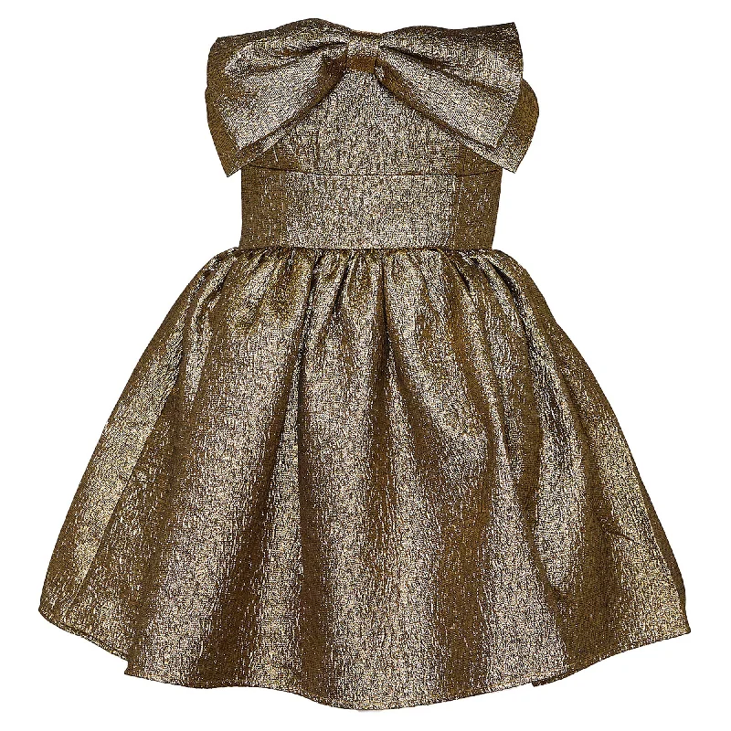New Markdowns Gold Metallic Jacquard Mini Dress