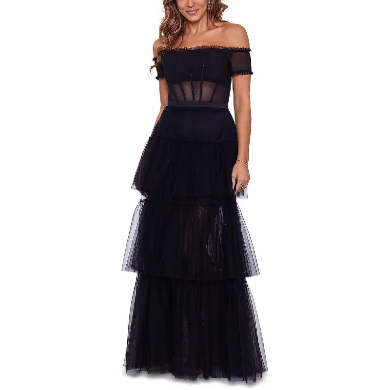 Extra Discounts Womens Off-The-Shoulder Tiered Evening Dress