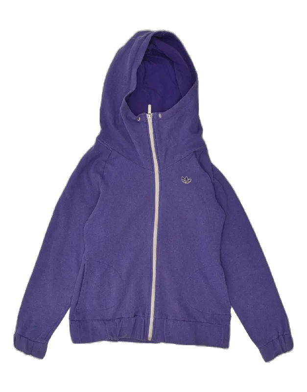 Midnight Sale ADIDAS Womens Graphic Zip Hoodie Sweater UK 12 Medium Purple Cotton