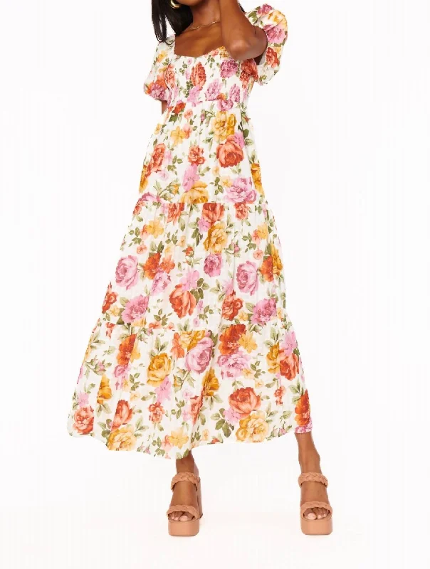 New Deals Joanna Midi Dress In Ivory Hillside Floral
