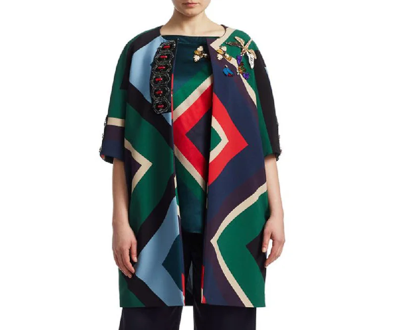 Unbeatable Prices MARINA RINALDI Women's Blue/Purple Nelson Embellished Jacket $1945 NWT