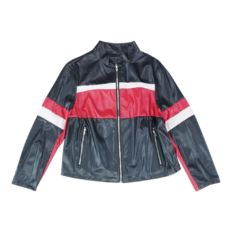 Midnight Madness Black Color Block Faux Leather Jacket