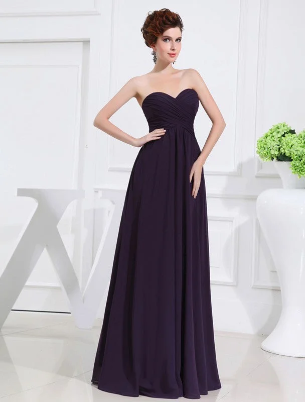 Exclusive Savings A-Line/Princess Sweetheart Sleeveless Chiffon Pleats Long Bridesmaid Dresses Exclusive Savings A-Line/Princess Sweetheart Sleeveless Chiffon Pleats Long Bridesmaid Dresses
