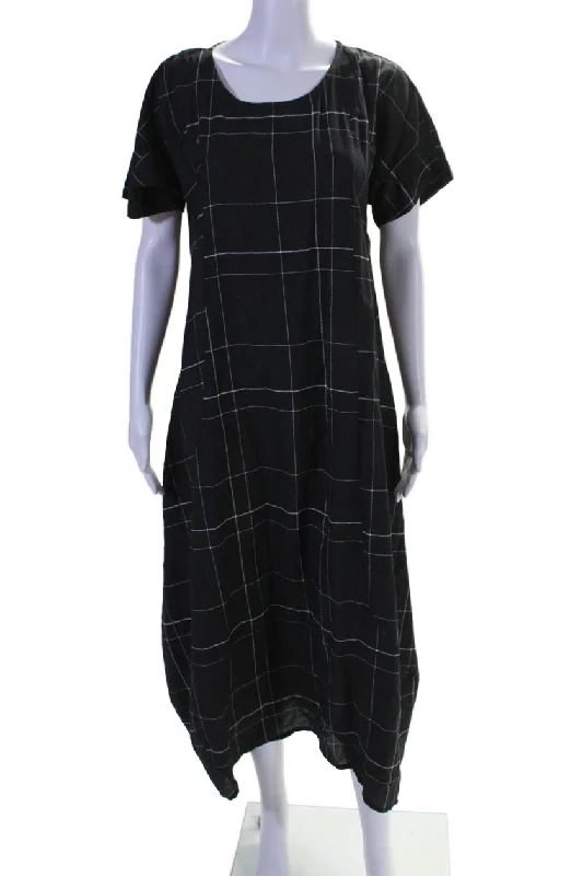 Flash Sale Trine Kryger Simonsen Womens Linen Blend Black Printed Mano Dress