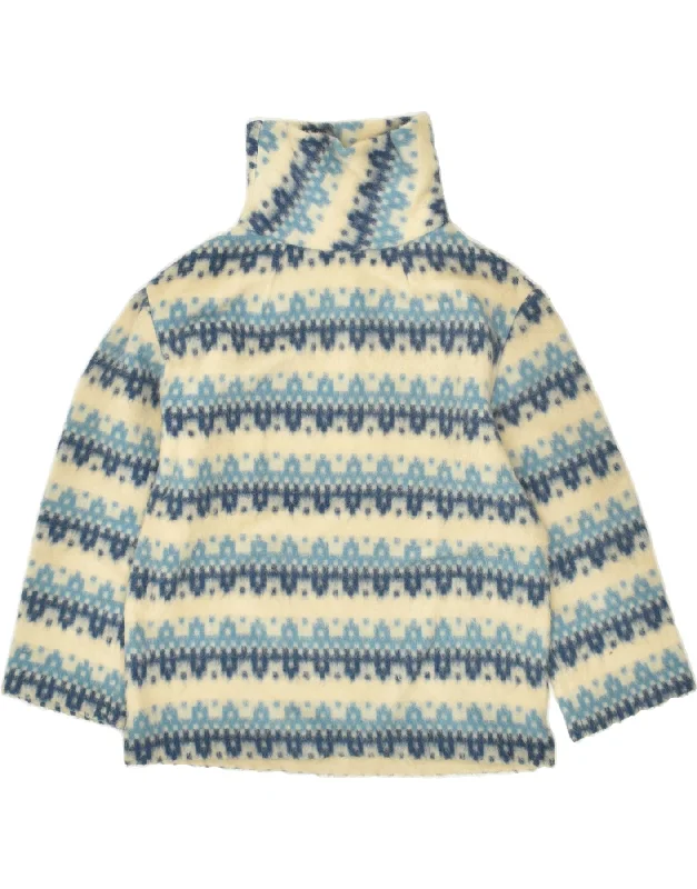 Loyalty Reward VINTAGE Womens Roll Neck Fleece Jumper EU 44 XL Blue Fair Isle