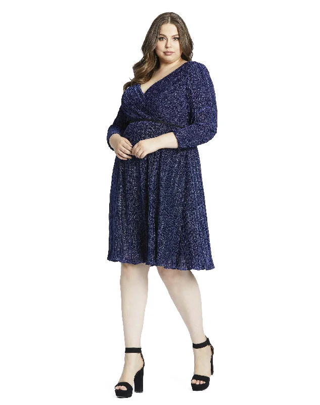Flash Sale Shimmering Faux Wrap Cocktail Dress (Plus)