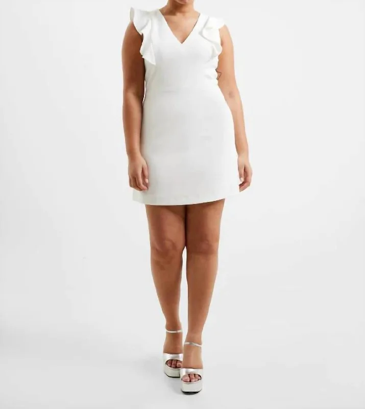 Savings Spectacular Whisper Ruffle Mini Dress In White