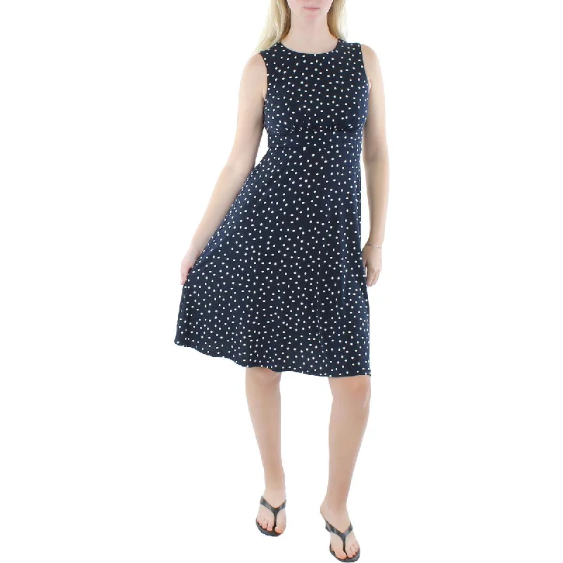 Incredible Offers Petites Womens Ruched Midi Fit & Flare Dress