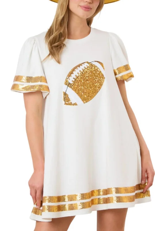 Super Sale Short Sleeve Football Mini Dress In White