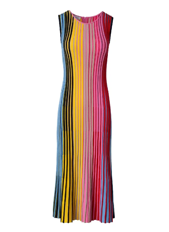 Can't Miss Reverse Rainbow Knit Dress In Multicolor