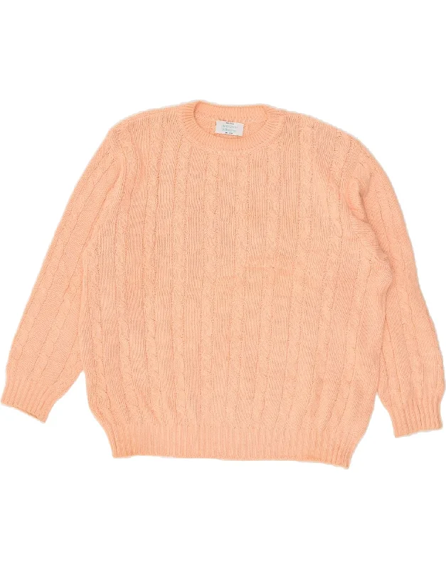 Deal Frenzy BENETTON Womens Oversized Crew Neck Jumper Sweater IT 48 XL Pink Cotton