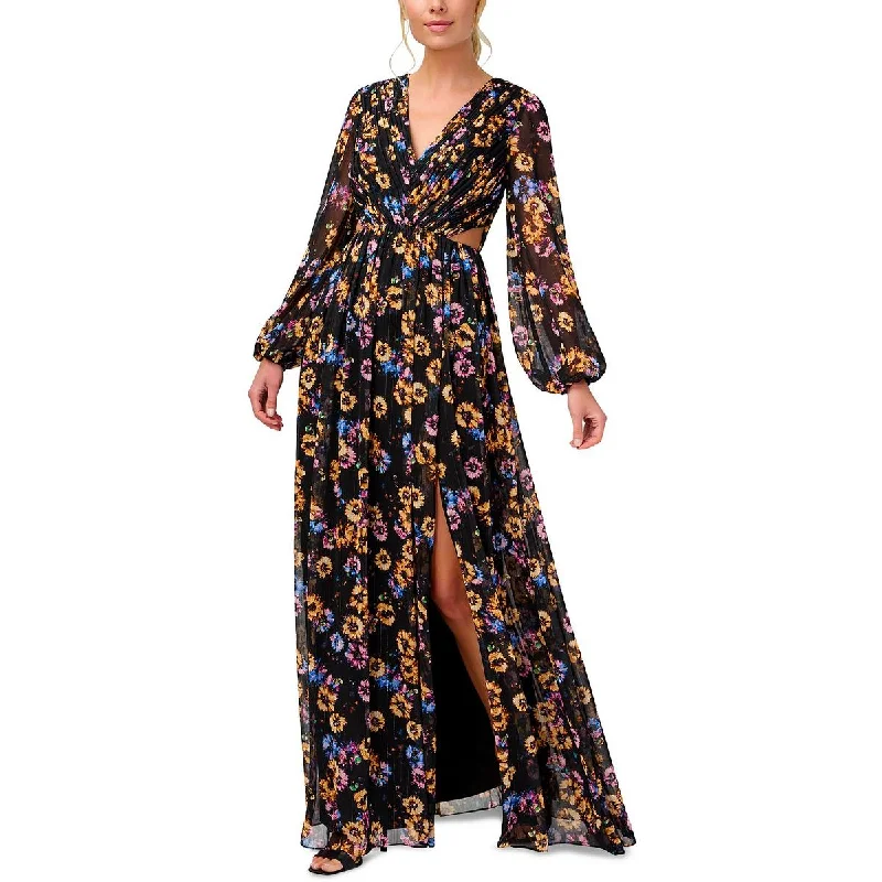 Big Savings Womens Floral Metallic Maxi Dress