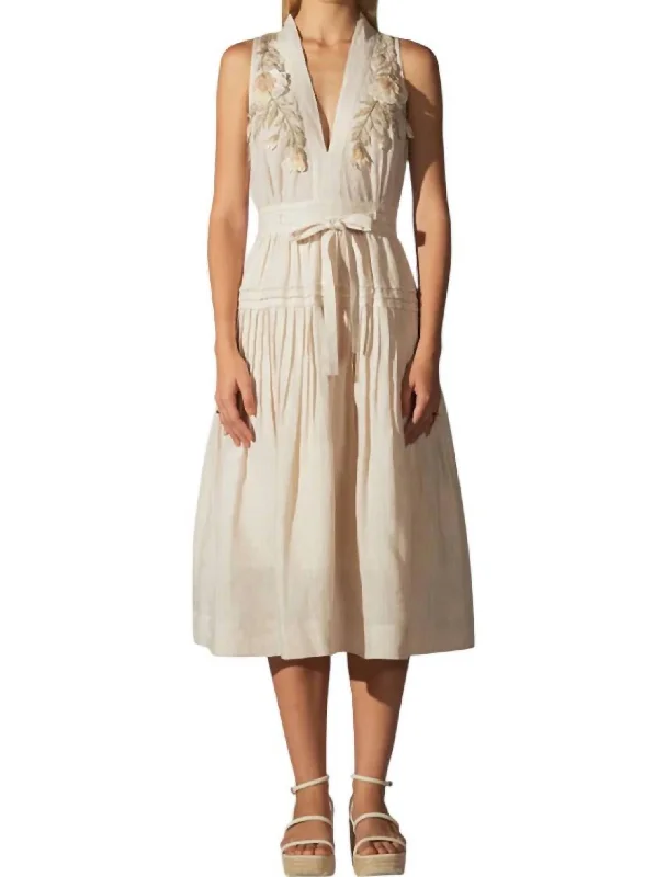 Super Bargain Lauren Halter Belted Midi Dress In White