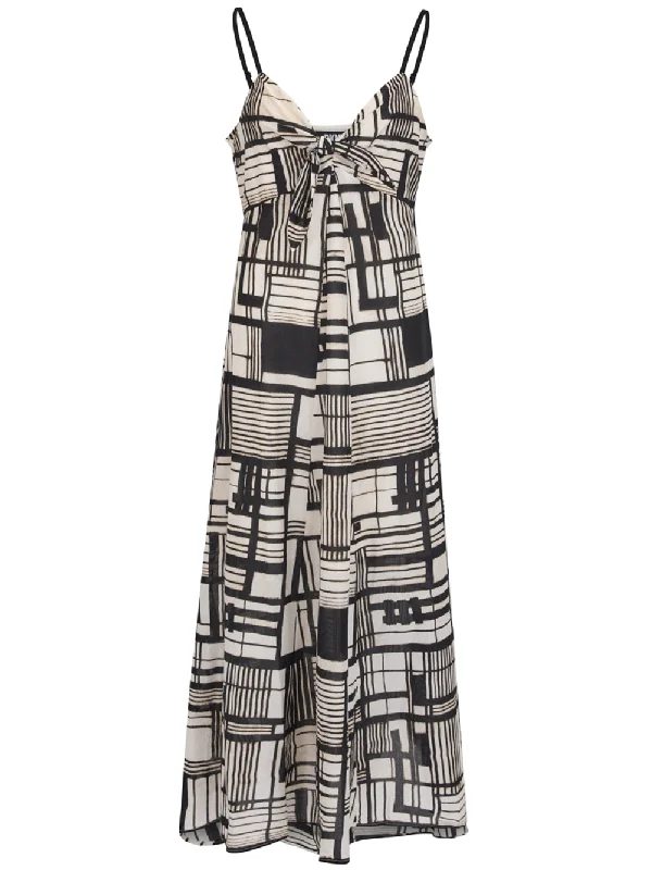 Clearance Items Print Tie Front Voile Dress