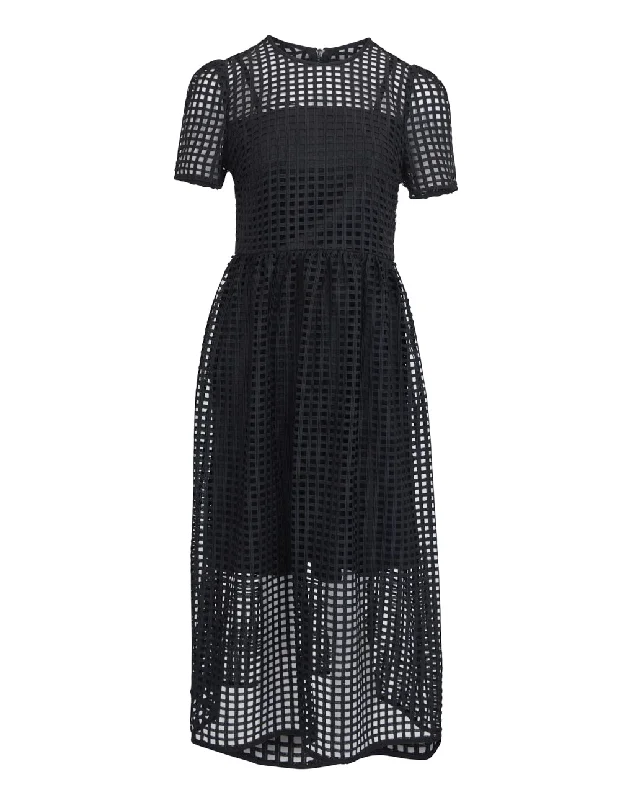 Bargain Bin Grid Lace Jewel Dress