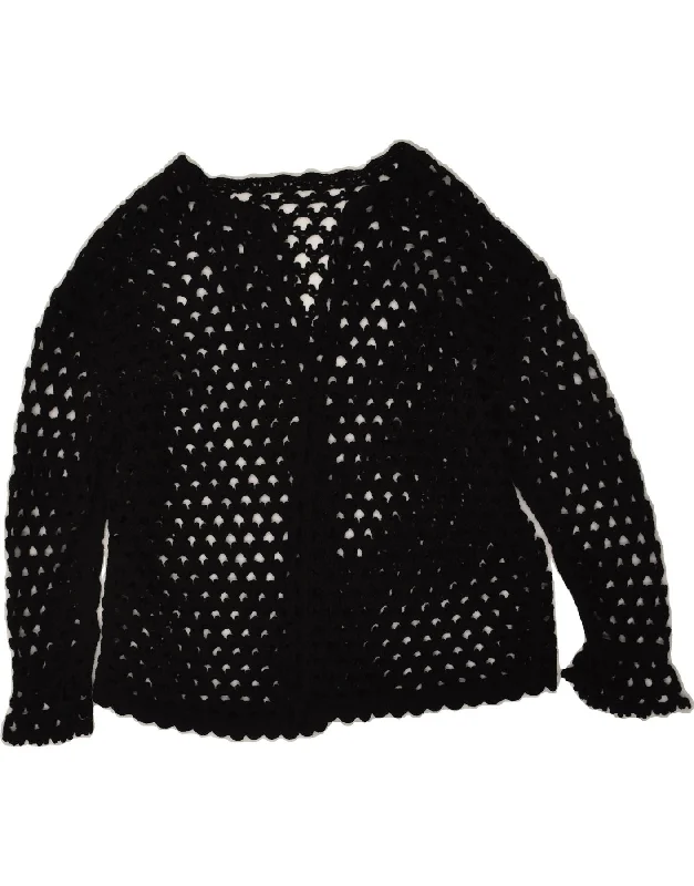 Early Access VINTAGE Womens Crochet Cardigan Sweater UK 14 Large Black