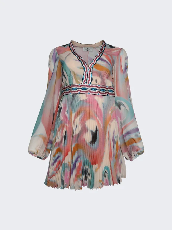 Epic Deals Pleated Long Sleeve Mini Dress