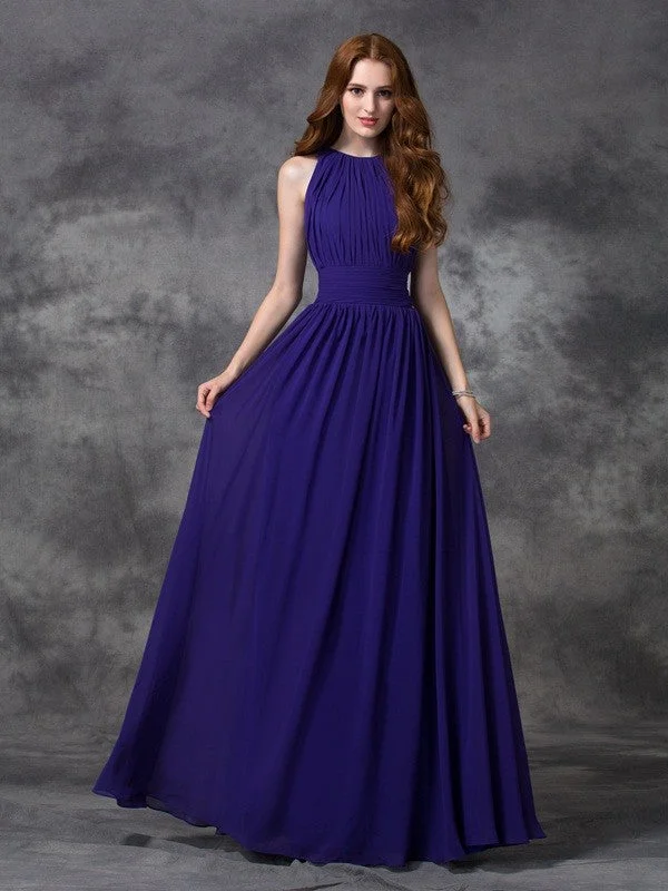 Last Chance A-line/Princess Jewel Ruched Sleeveless Long Chiffon Bridesmaid Dresses Last Chance A-line/Princess Jewel Ruched Sleeveless Long Chiffon Bridesmaid Dresses