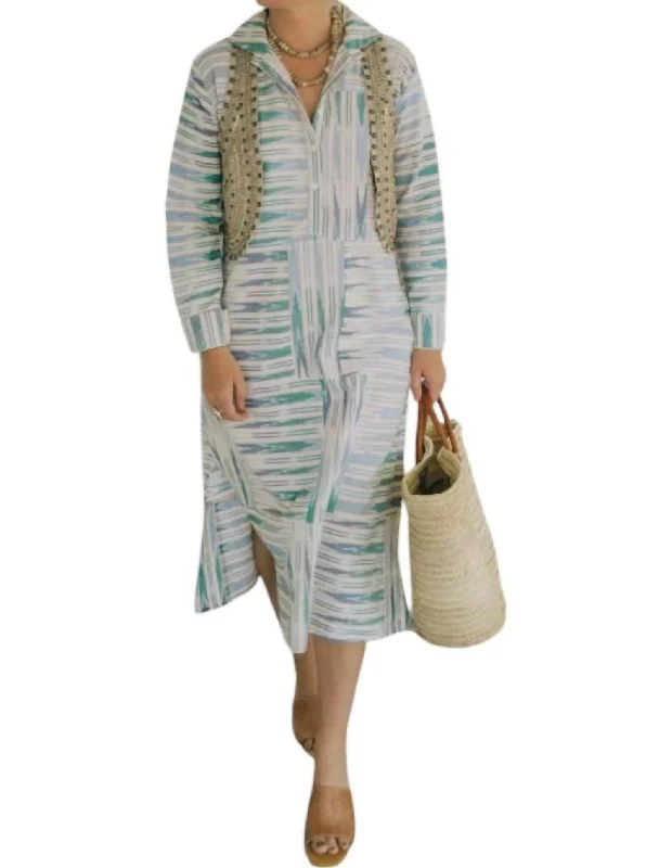 Act Now Nilai Ikat Dress In Blue