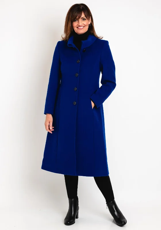 New Markdowns Christina Felix Wool Cashmere Folded Collar Long Coat, Royal Blue