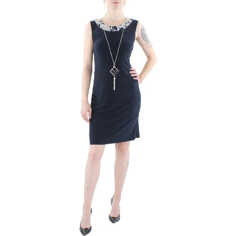 Online Exclusive Petites Womens Knit Sleeveless Sheath Dress