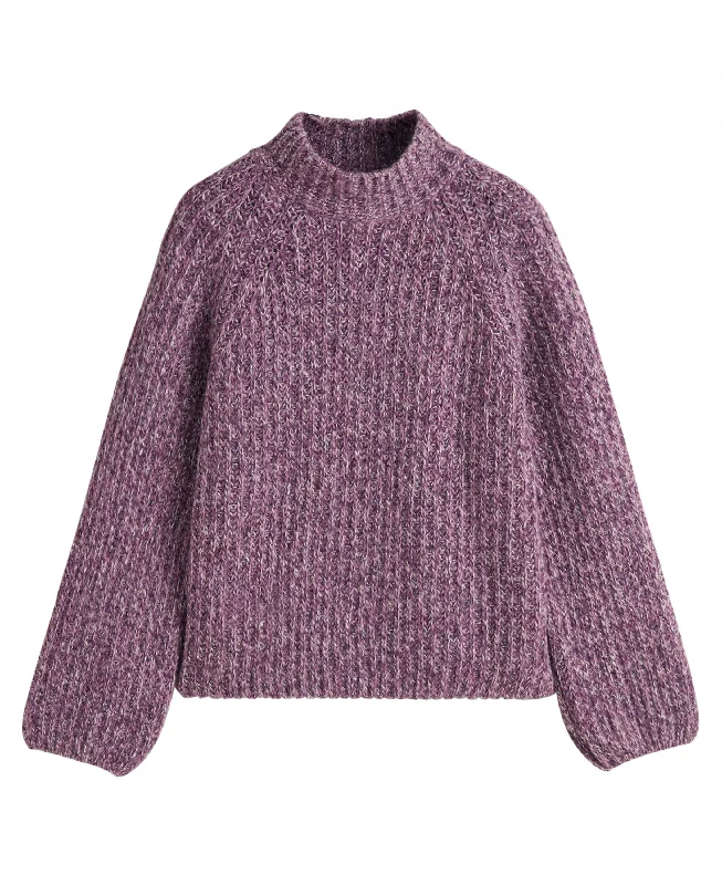 Mega Deal Multicolour Stand Collar Sweater - Pansy Purple