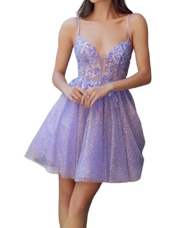 Huge Discounts Glitter Tulle Dress In Purple