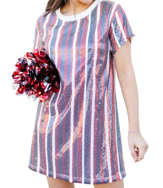 Price Rollback Julia Sequin Dress In Red/blue