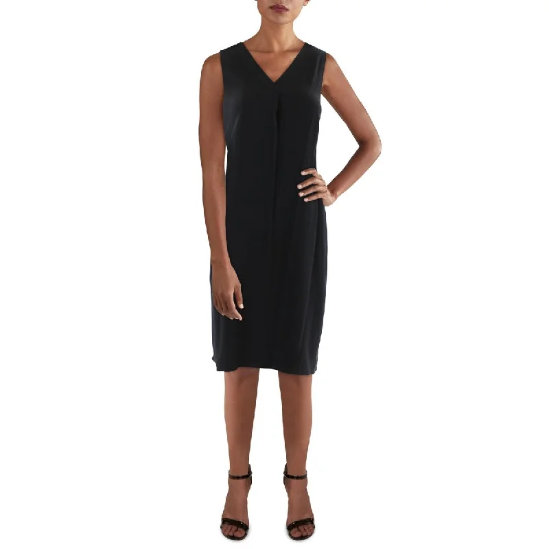 Season Finale Sale Womens Silk V-Neck Midi Dress