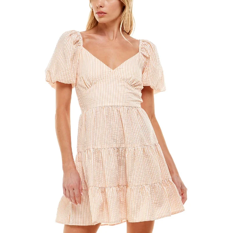 Today's Special Juniors Womens Puff Sleeve Short Mini Dress