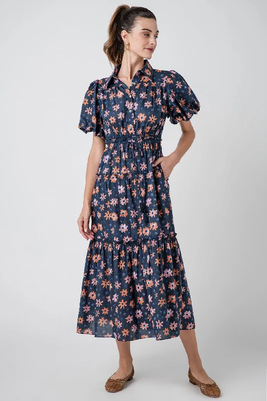 Mega Deal Pinch Floral Print Tiered Maxi Dress