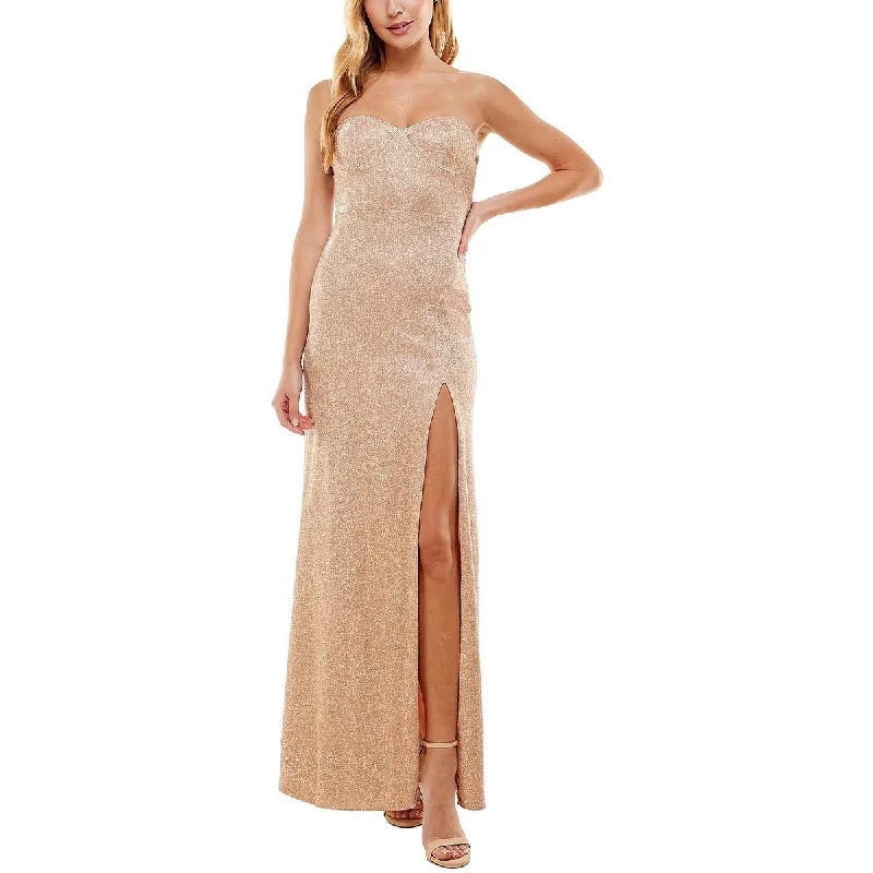 Price Break Juniors Womens Glitter Long Evening Dress