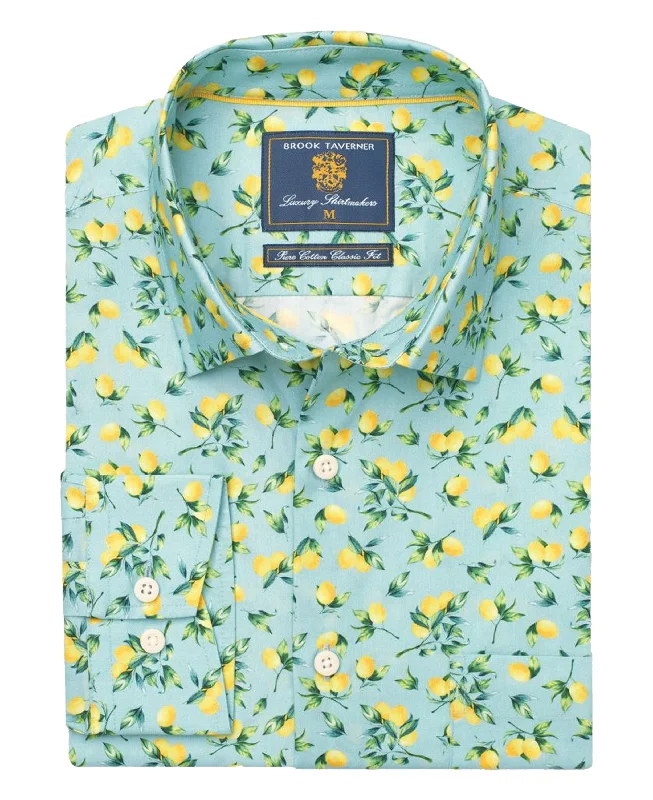 Great Bargains Lemon Print Shirt - Mint Green