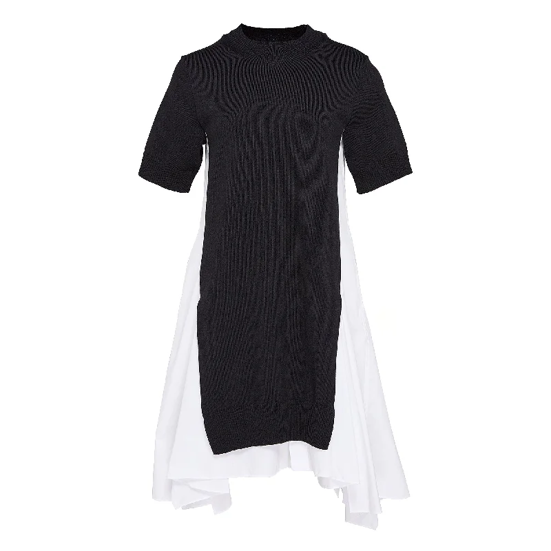Stock Up and Save Cotton Poplin X Knit Dress