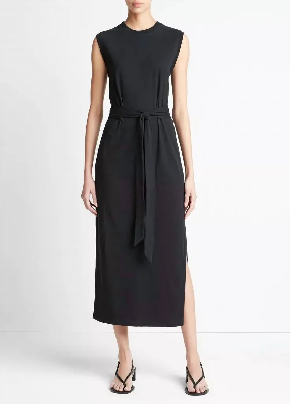 Limited Stock Sleeveless Wrap Dress In Black