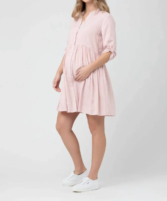 Deep Discounts Sam Stripe Dress In Terracotta