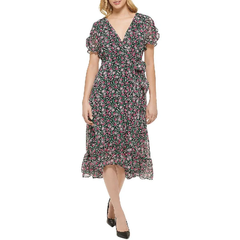 Exclusive Access Womens Surplice Midi Wrap Dress