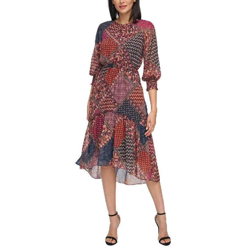 Final Clearance Womens Printed Side Tie Midi Dress