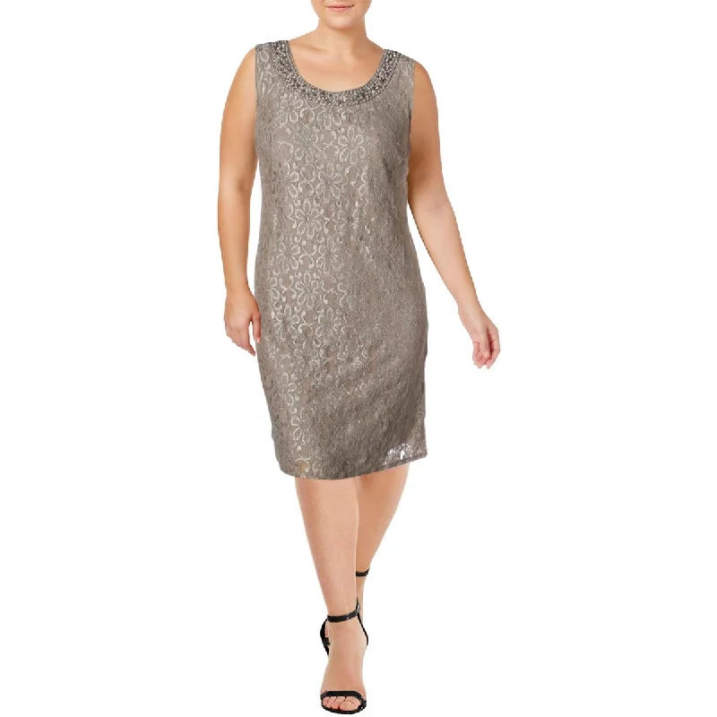 Buy More, Save More Plus Womens Lace Glitter Cocktail Dress