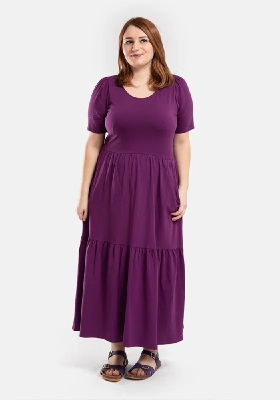 Today's Special Dara Plain Grape Cotton Midaxi Dress